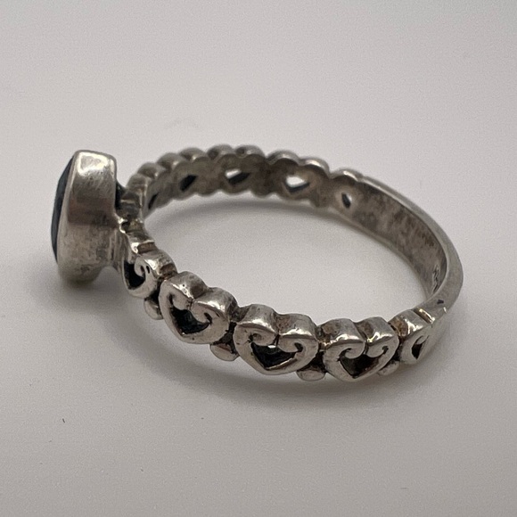 Sodalite Heart Band Sterling Silver Ring, Size 9, Purple Blue - Picture 4 of 6